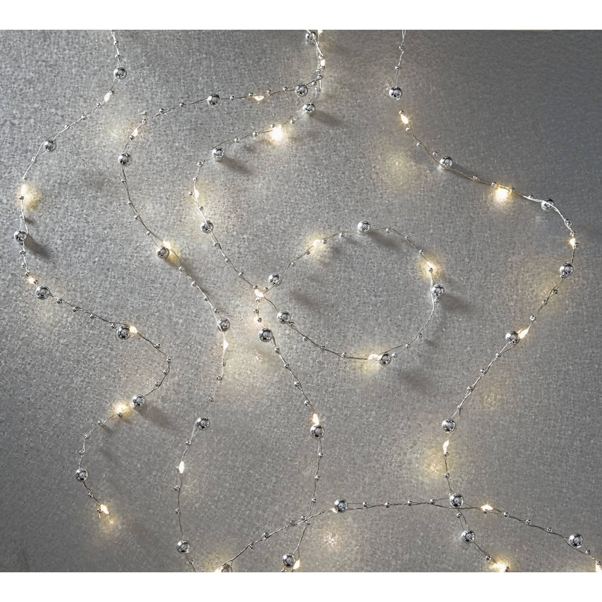 40ct. Warm White Silver Pearl LED String Lights by Ashland®
